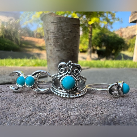 💍 Silver Turquoise Ring Statement accent - Picture 3 of 3